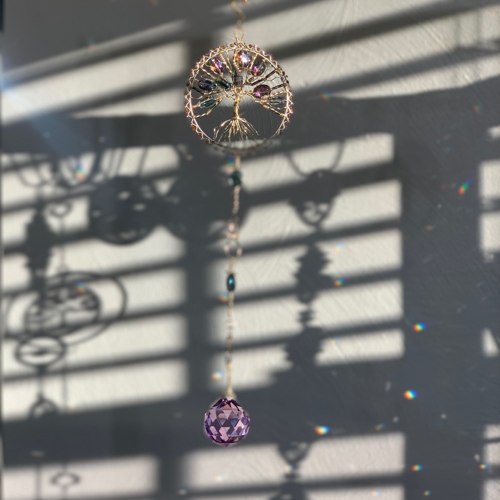 Purple Wired Tree of Life Crystal Sun Catcher